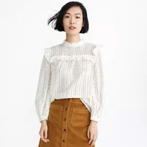 Madewell Mockneck Ruffle Eyelet Too